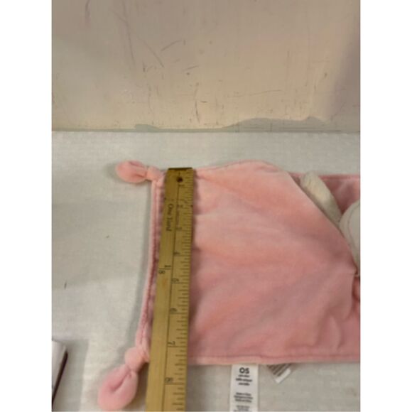 Carters OS Pink/White rattle plush lamb blankie blanket 16x7.5" - Picture 5 of 7